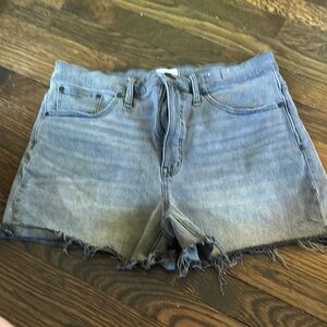 Madewell Gray and Black Jean Shorts Distressed Style